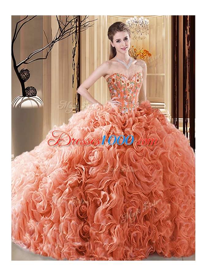 Best Selling Sleeveless Embroidery and Ruffles Lace Up Sweet 16 Dress