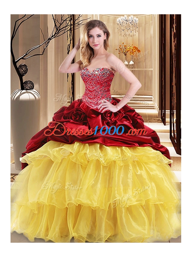 Exquisite Floor Length Lace Up Quinceanera Gowns Multi-color and In for Military Ball and Sweet 16 and Quinceanera with Beading and Ruffles