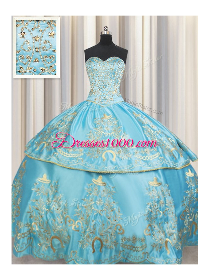 Luxurious Sleeveless Beading and Embroidery Lace Up Sweet 16 Dresses