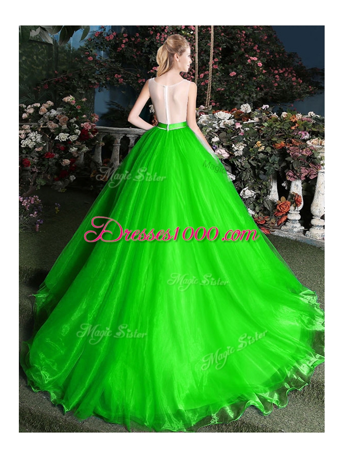 Scoop Ball Gowns Appliques and Belt Sweet 16 Quinceanera Dress Zipper Organza Sleeveless