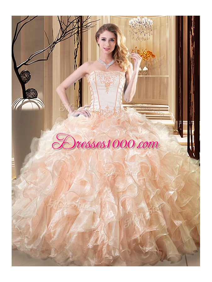 Edgy Floor Length Ball Gowns Sleeveless Yellow Quinceanera Dresses Lace Up