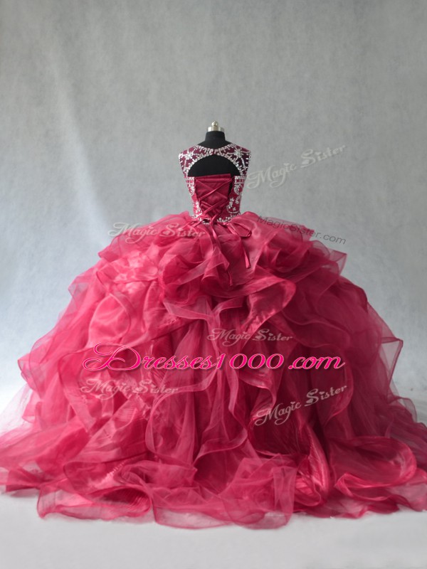 Fashionable Organza Sleeveless Floor Length Vestidos de Quinceanera and Beading and Ruffles
