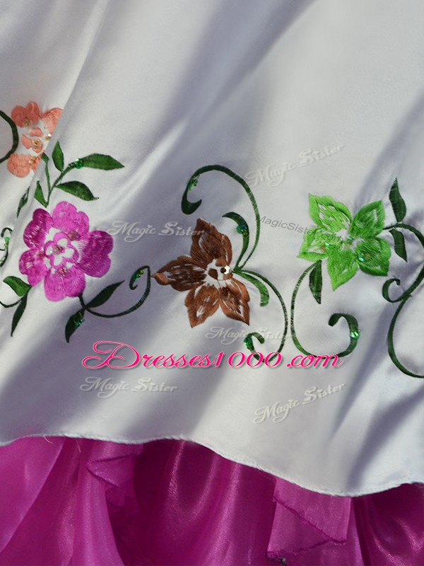 Lilac Sweetheart Neckline Embroidery and Ruffles Sweet 16 Dresses Sleeveless Lace Up