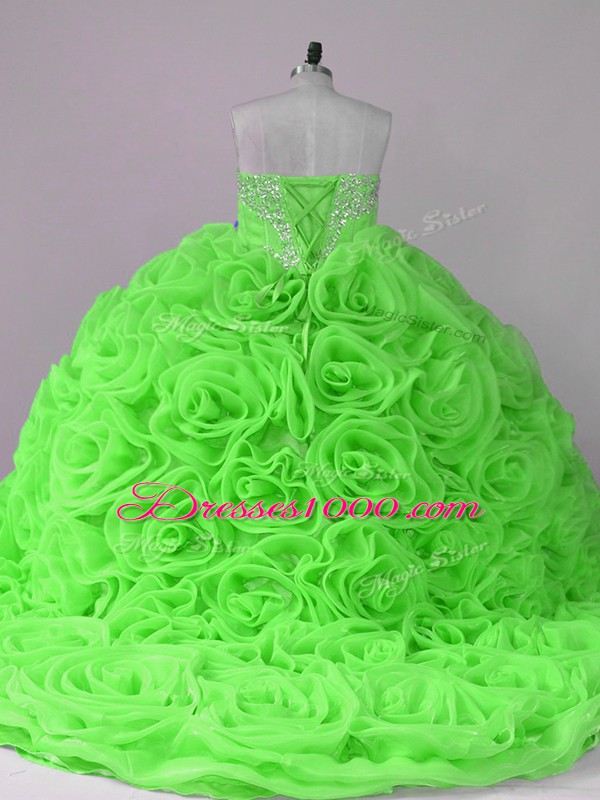 Ball Gowns Sleeveless 15 Quinceanera Dress Brush Train Lace Up