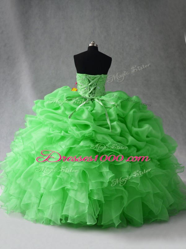 Sweet 16 Dress Sweet 16 and Quinceanera with Beading and Ruffles and Pick Ups Sweetheart Sleeveless Lace Up