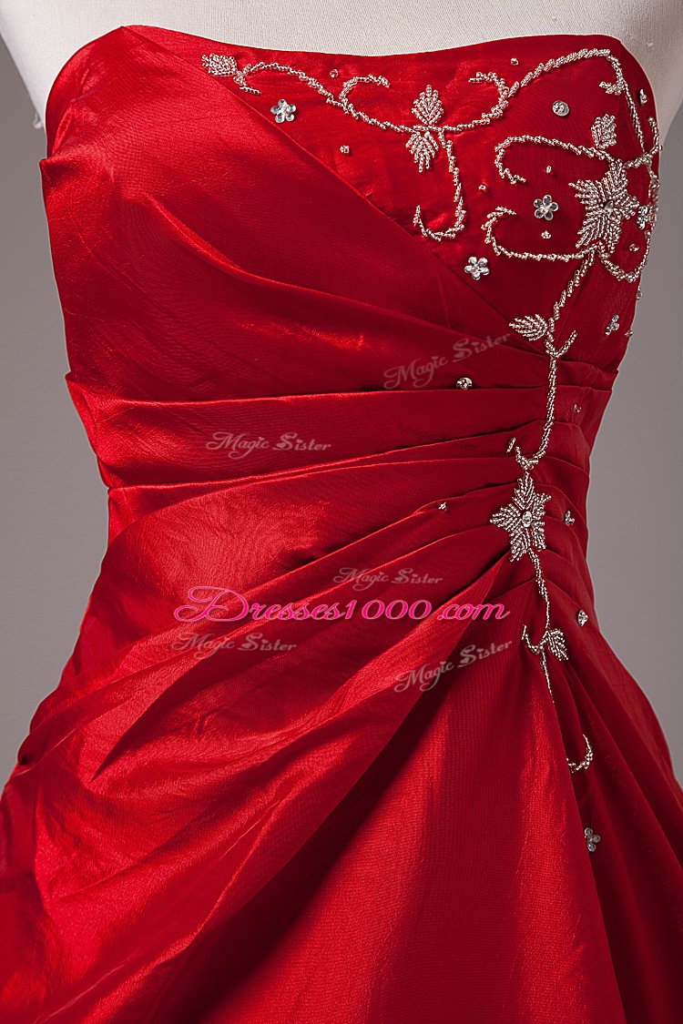 Beading and Embroidery Ball Gown Prom Dress Wine Red Lace Up Sleeveless Floor Length