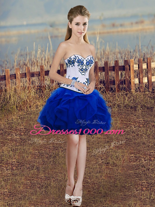 Ball Gowns Sweet 16 Dress Royal Blue Sweetheart Tulle Sleeveless Floor Length Lace Up