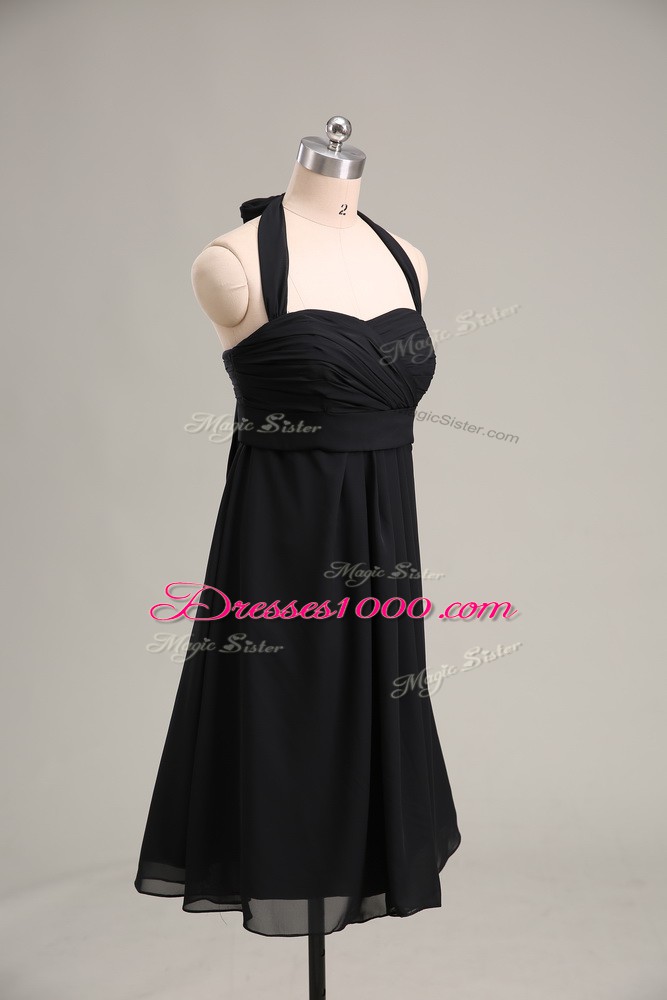 Dramatic Sleeveless Chiffon Mini Length Zipper Homecoming Dress in Black with Ruching