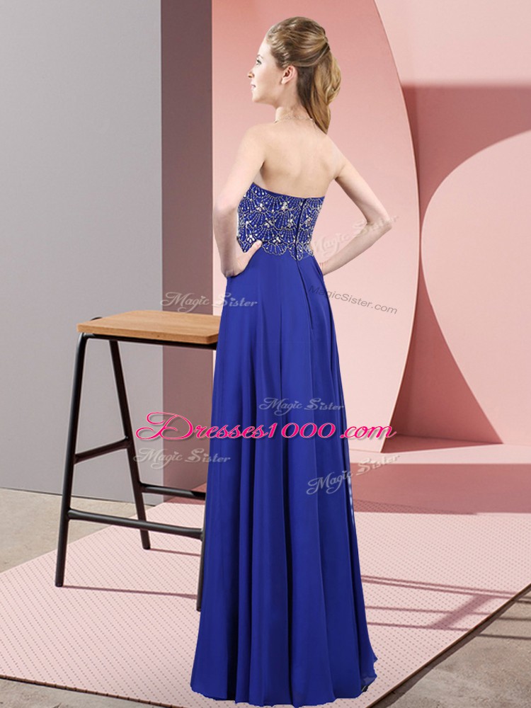 Purple Chiffon Zipper Pageant Dress for Teens Sleeveless Floor Length Beading