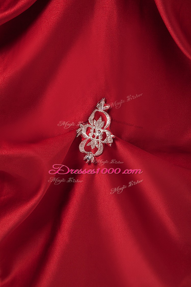 Inexpensive Ball Gowns Quinceanera Dresses Wine Red Strapless Taffeta Sleeveless Floor Length Lace Up