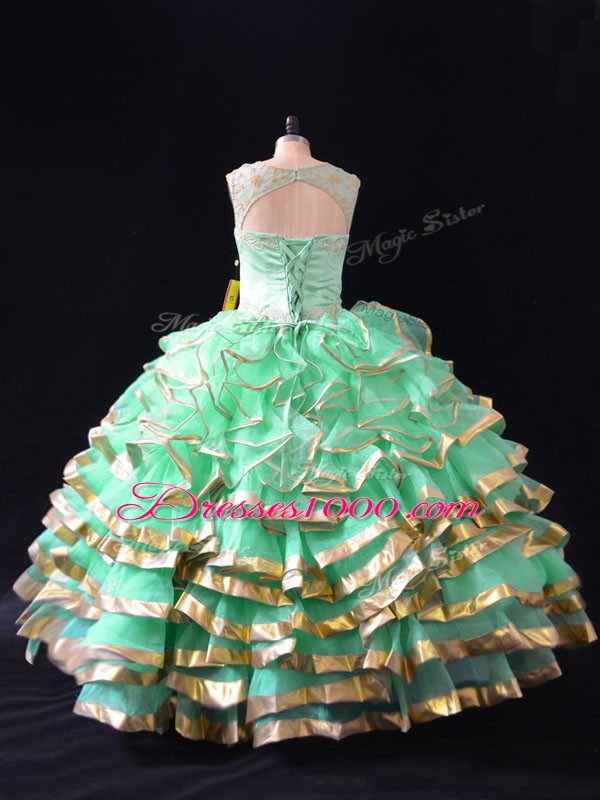 Sleeveless Lace Up Floor Length Ruffles Quinceanera Dresses