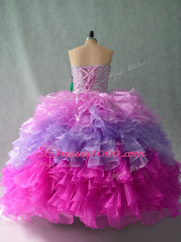 High Quality Sweetheart Sleeveless Lace Up Vestidos de Quinceanera Multi-color Organza