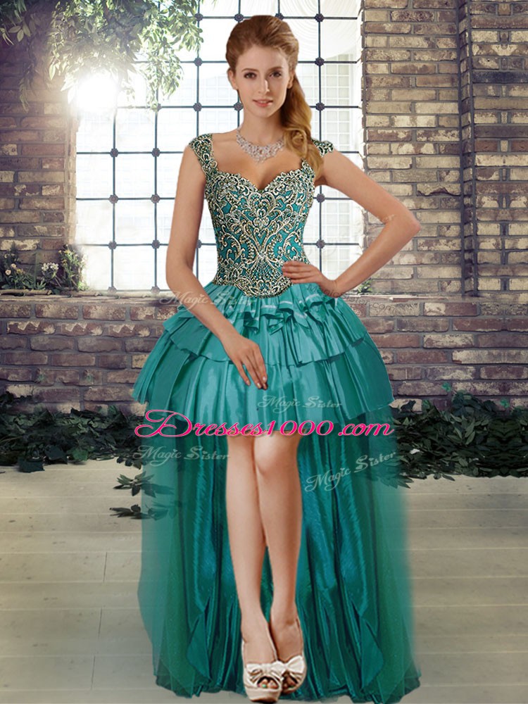Elegant Sleeveless Lace Up Floor Length Beading and Ruffled Layers Quinceanera Dress