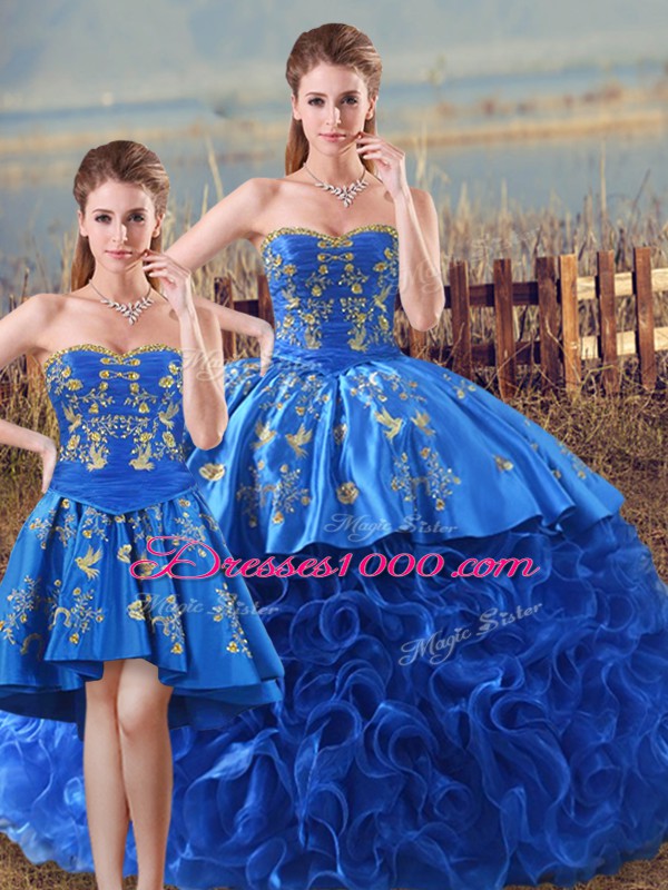 Eye-catching Floor Length Royal Blue Sweet 16 Quinceanera Dress Sweetheart Sleeveless Lace Up