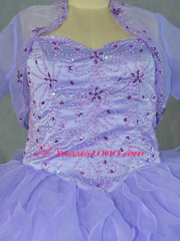 Sleeveless Lace Up Floor Length Beading and Ruffles Quinceanera Dresses