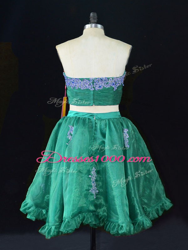 Hot Selling Sleeveless Appliques and Ruffles Zipper Prom Gown