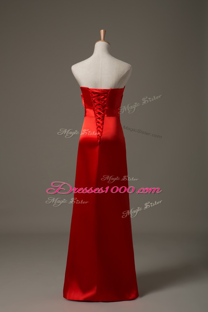 Extravagant Red Sweetheart Neckline Beading and Appliques Juniors Evening Dress Sleeveless Lace Up
