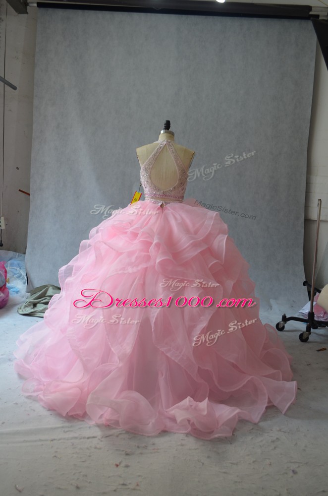 Adorable Sleeveless Backless Beading and Ruffles Sweet 16 Dress