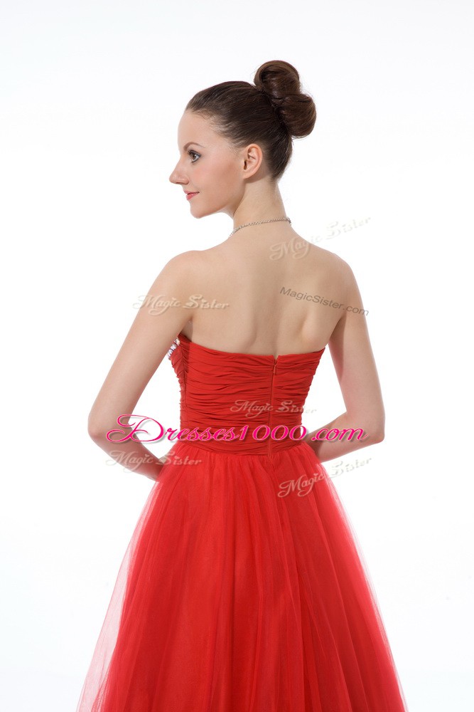 Discount Red Sweetheart Neckline Beading Glitz Pageant Dress Sleeveless Zipper