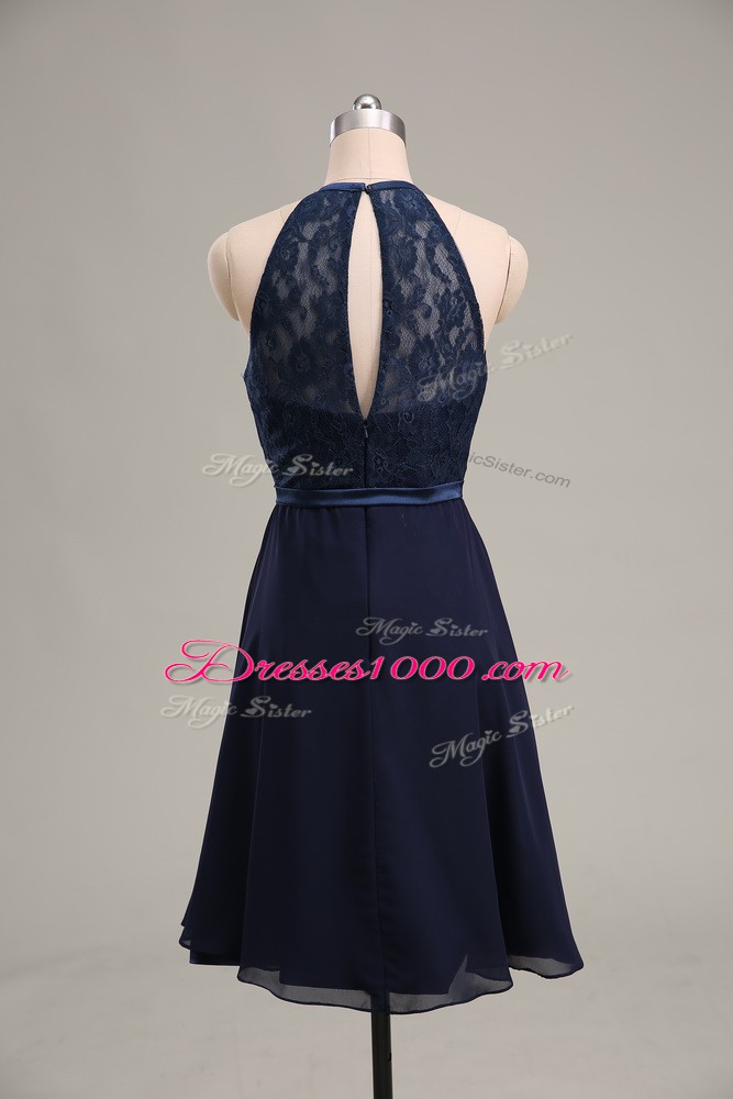 Chiffon Sleeveless Mini Length Homecoming Dress and Lace and Appliques