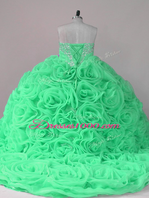 Inexpensive Sweetheart Neckline Beading and Ruffles Sweet 16 Dresses Sleeveless Lace Up