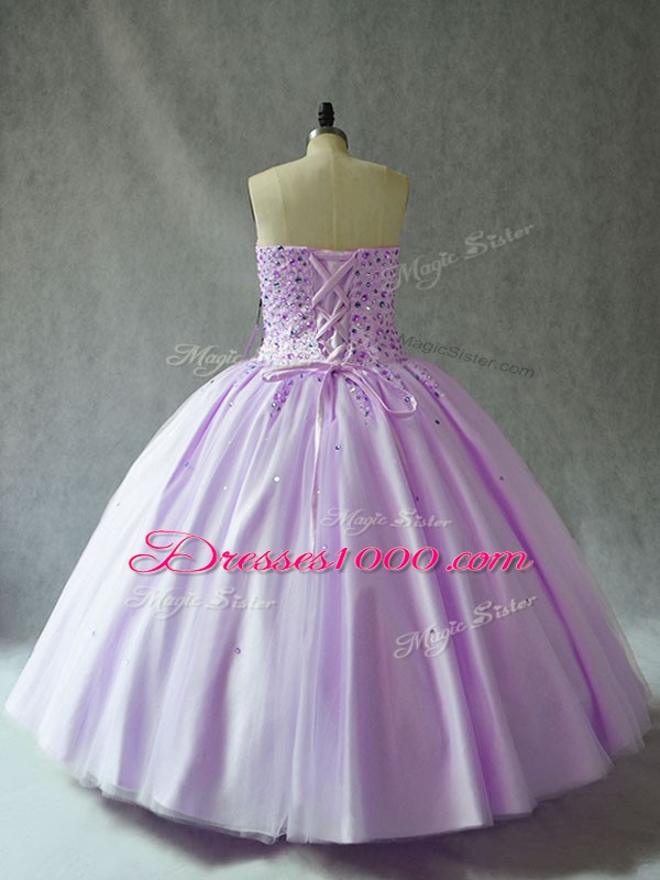 Pink Sweetheart Neckline Beading Sweet 16 Quinceanera Dress Sleeveless Lace Up