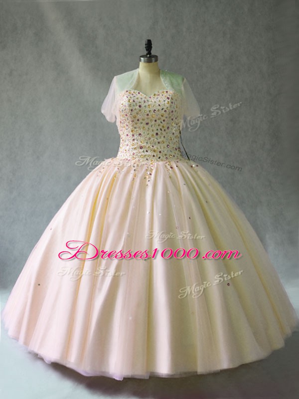 Pink Sweetheart Neckline Beading Sweet 16 Quinceanera Dress Sleeveless Lace Up