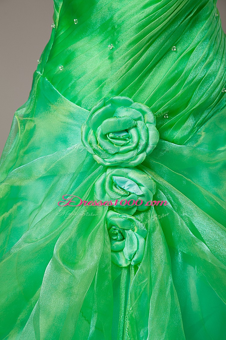 Spectacular Green Lace Up Quinceanera Dresses Hand Made Flower Sleeveless Floor Length