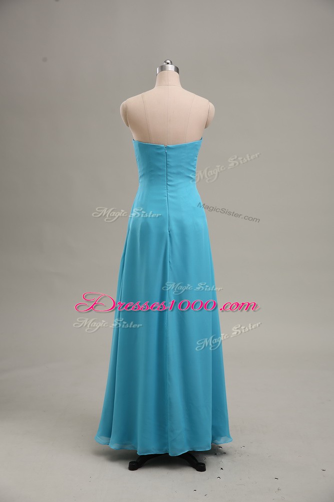 Great Empire Teal Strapless Chiffon Sleeveless Floor Length Zipper