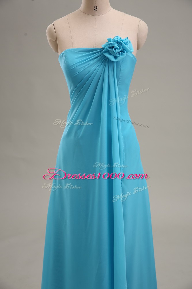 Great Empire Teal Strapless Chiffon Sleeveless Floor Length Zipper