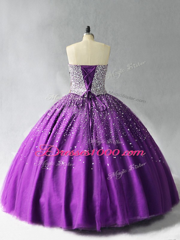 Organza Sleeveless Floor Length Sweet 16 Dress and Beading