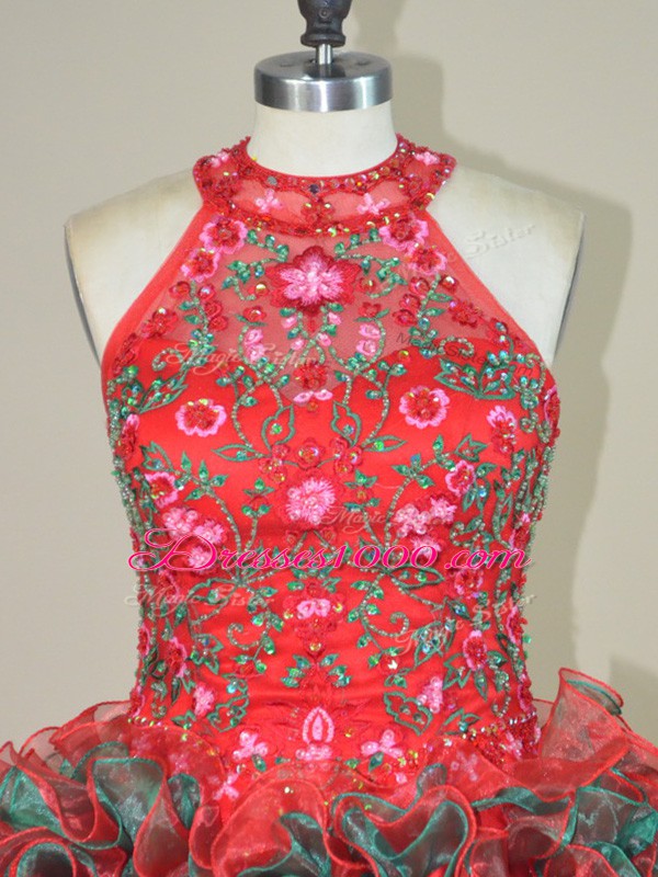 Attractive Sleeveless Sweet 16 Quinceanera Dress Brush Train and Embroidery