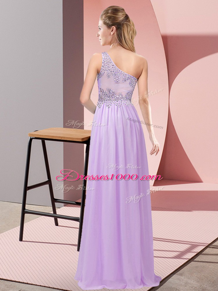 Graceful Purple Going Out Dresses Prom and Party with Beading One Shoulder Sleeveless Side Zipper