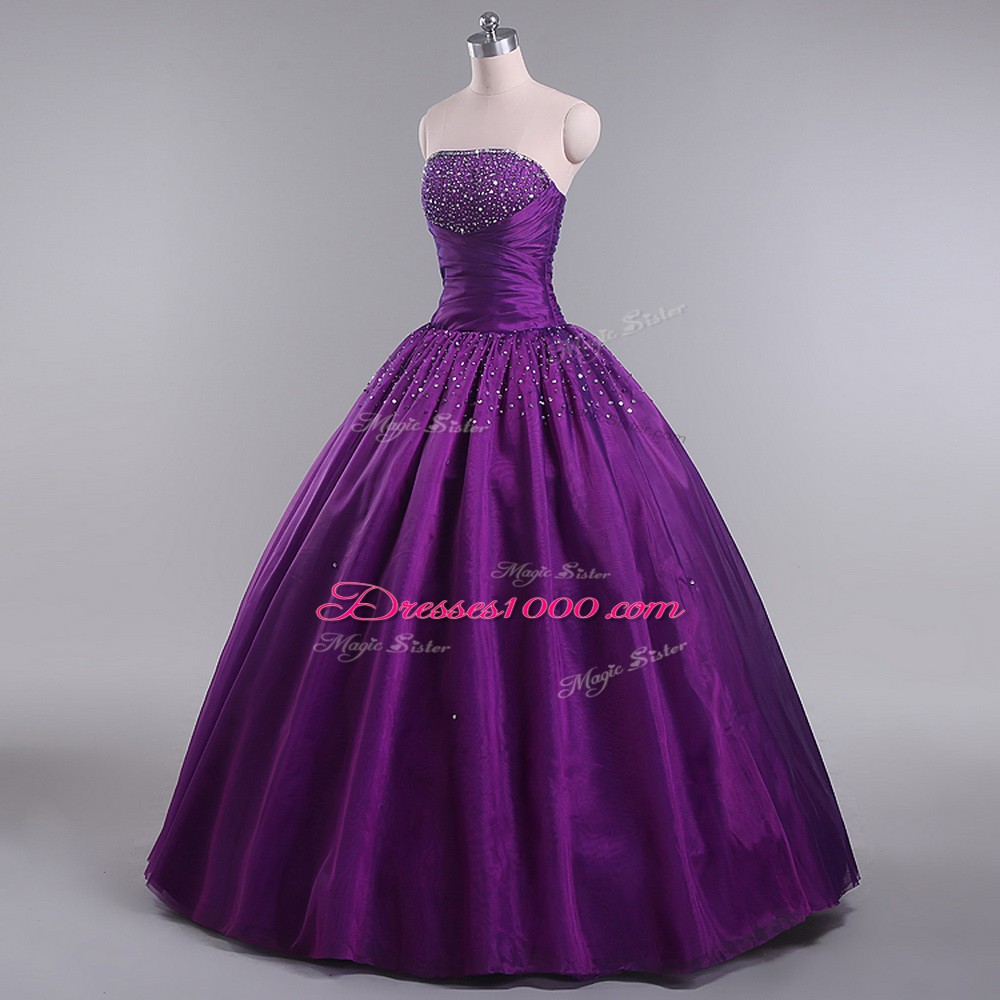 Eggplant Purple Sleeveless Tulle Lace Up Sweet 16 Quinceanera Dress for Sweet 16 and Quinceanera