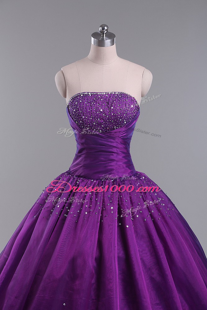 Eggplant Purple Sleeveless Tulle Lace Up Sweet 16 Quinceanera Dress for Sweet 16 and Quinceanera