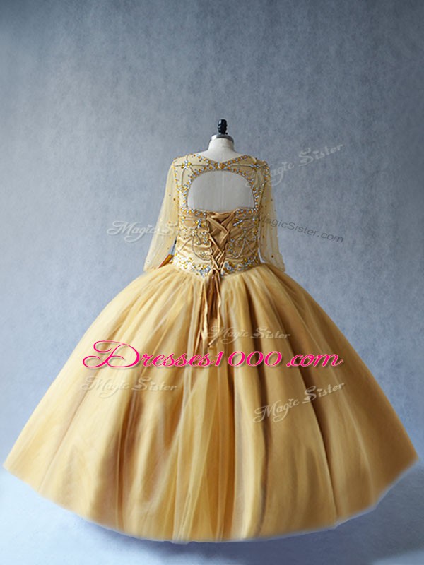 Tulle Sleeveless Floor Length Sweet 16 Dresses and Beading
