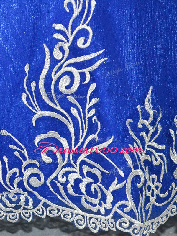 Inexpensive Royal Blue Ball Gowns Sweetheart Sleeveless Tulle Floor Length Lace Up Embroidery 15th Birthday Dress