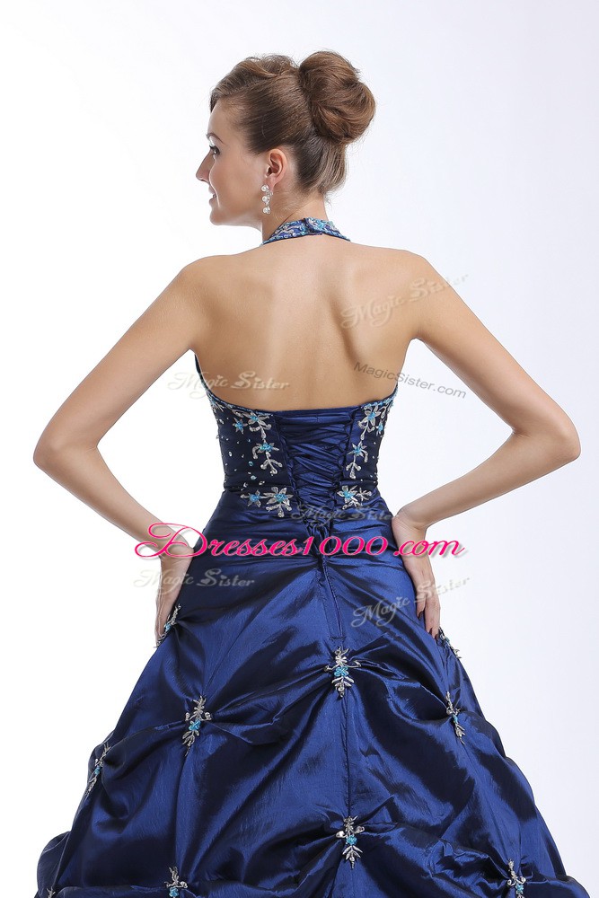 High End Sleeveless Lace Up Floor Length Embroidery and Pick Ups Vestidos de Quinceanera