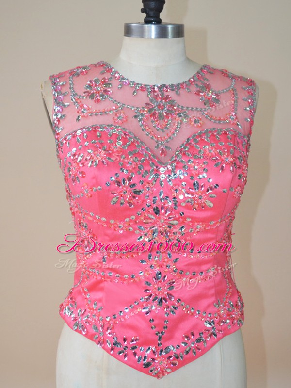 Admirable Floor Length Watermelon Red Sweet 16 Quinceanera Dress Scoop Sleeveless Lace Up