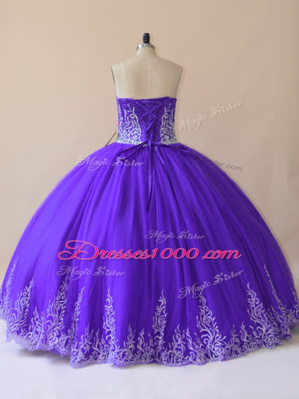Unique Purple Sleeveless Tulle Lace Up Sweet 16 Quinceanera Dress for Sweet 16 and Quinceanera