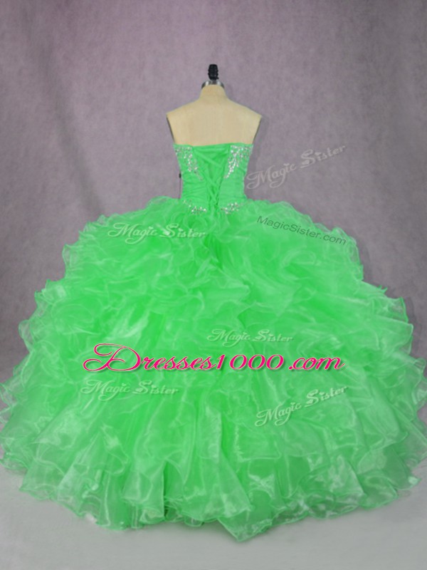 Ball Gowns 15 Quinceanera Dress Green Strapless Organza Sleeveless Floor Length Lace Up