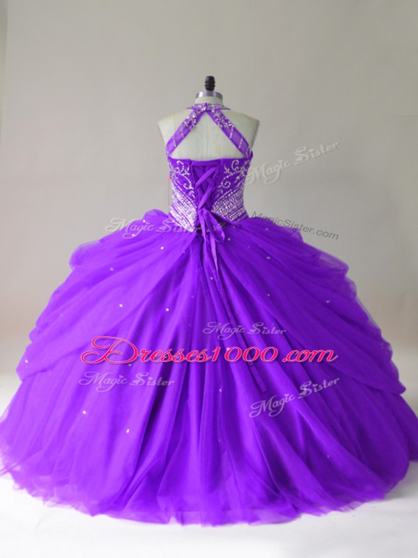 Fabulous Floor Length Ball Gowns Sleeveless Purple Quinceanera Dress Lace Up