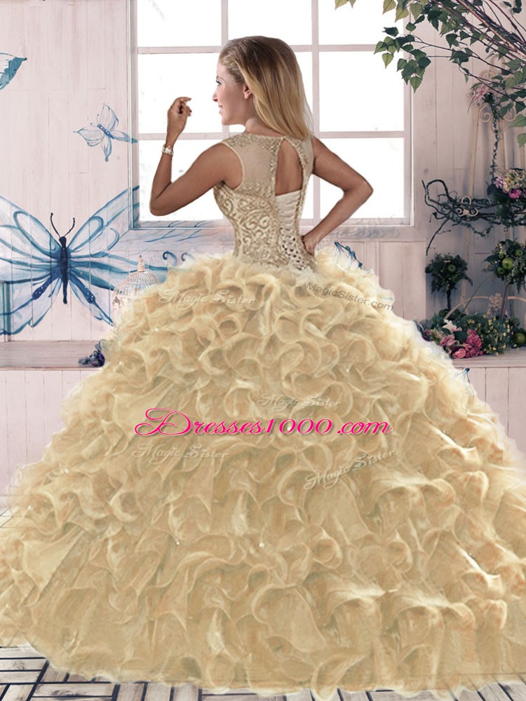 Fabulous Olive Green Sweet 16 Quinceanera Dress Military Ball and Sweet 16 and Quinceanera with Beading and Ruffles Scoop Sleeveless Lace Up