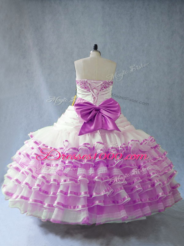 Luxury Floor Length Lilac 15 Quinceanera Dress Sweetheart Sleeveless Lace Up