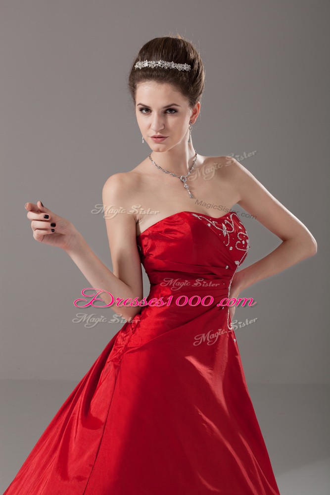 Most Popular Strapless Sleeveless Quinceanera Gown Floor Length Beading Wine Red Organza