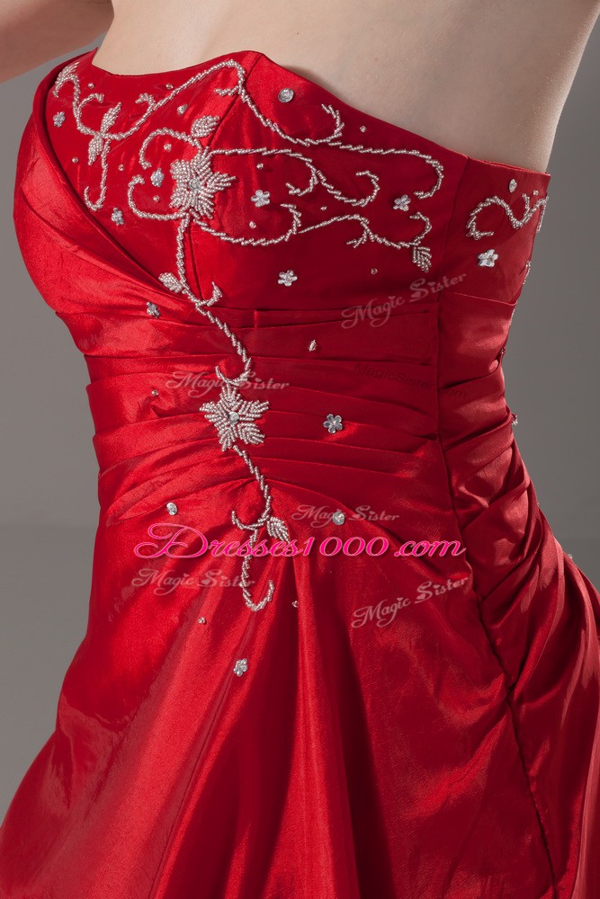Most Popular Strapless Sleeveless Quinceanera Gown Floor Length Beading Wine Red Organza