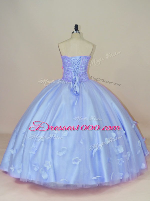 Floor Length Lavender Quince Ball Gowns Sweetheart Sleeveless Side Zipper