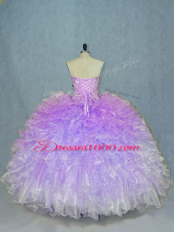 Dazzling Multi-color Sleeveless Beading and Ruffles Floor Length Sweet 16 Dresses