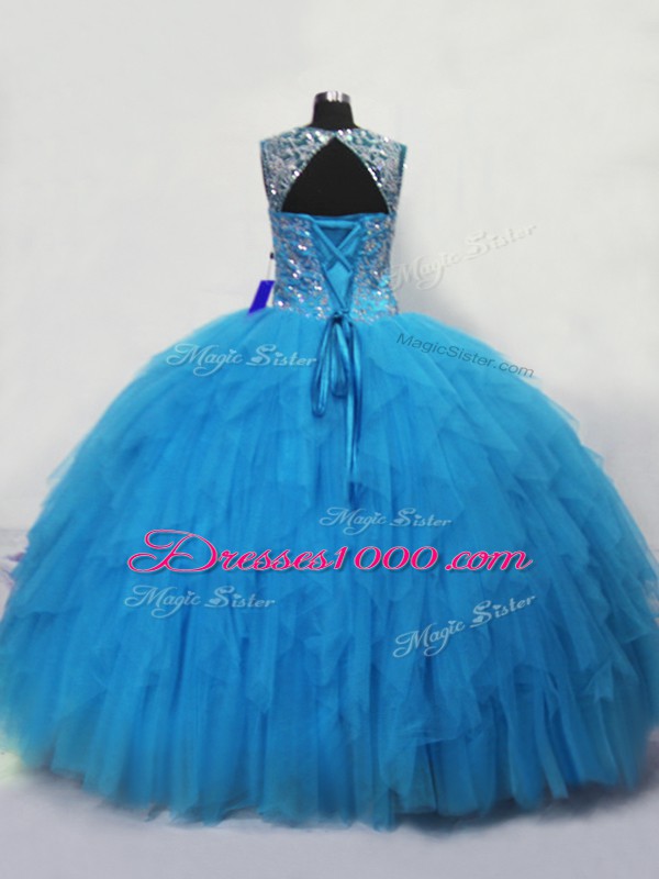Sleeveless Beading and Ruffles Lace Up Quinceanera Gown