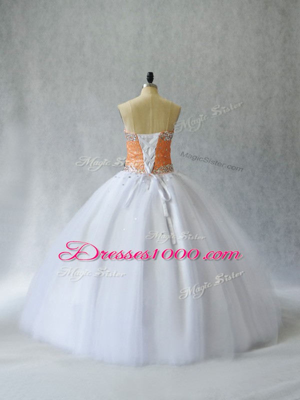 Popular Tulle Sleeveless Floor Length Quinceanera Dress and Beading